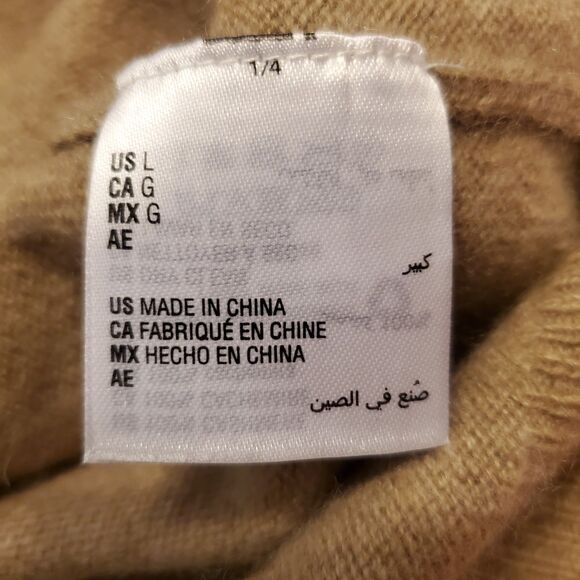 Men's 100% CASHMERE V-Neck Pullover Sweater ~ Large ~ Club Room Luxury ~ Tan - Picture 4 of 6